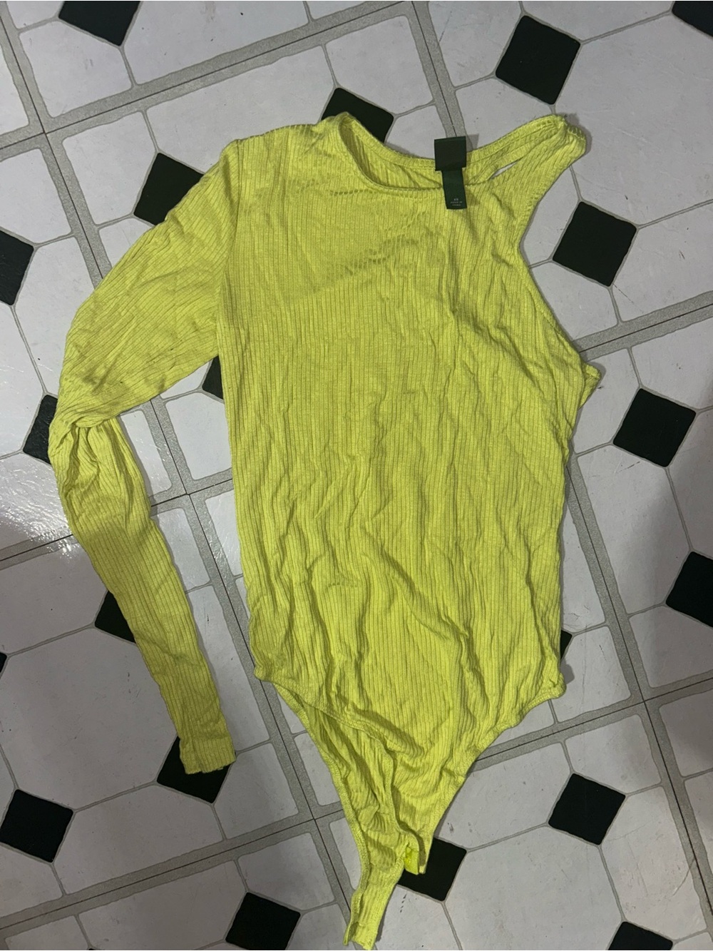 wild fable Neon Yellow One-Shoulder Ribbed Bodysuit